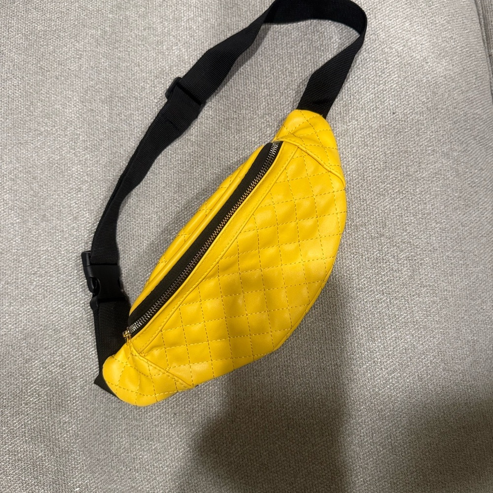 Vibrant Yellow leather Belt Bag